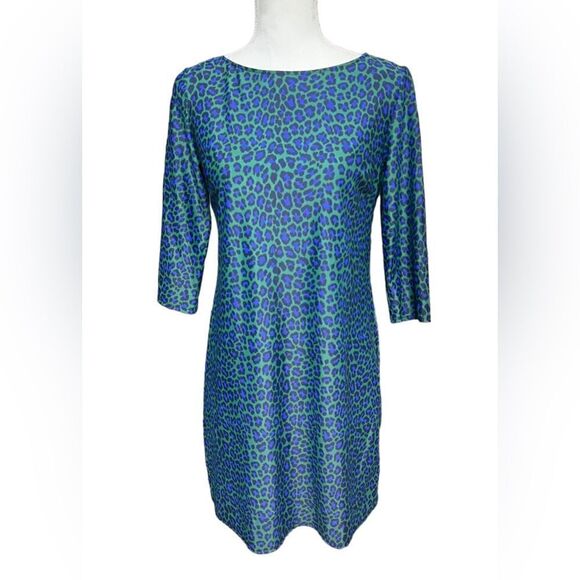 Jude Connally Sabine Shift Dress green blue animal print - Picture 1 of 5
